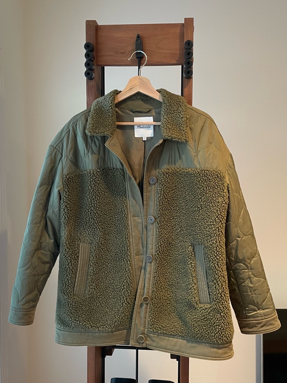 Madewell Olive Green Hybrid Sherpa Quilted Jacket Size Medium
